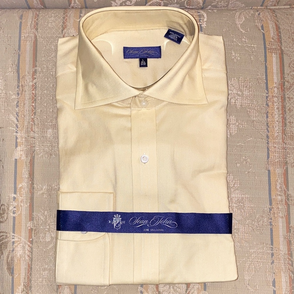 Sean John Men's Light Yellow Dress Shirt